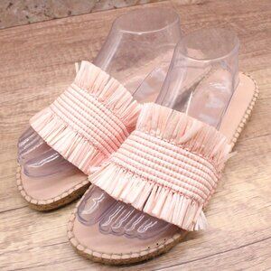Manebi Sandals Size 10 Womens Beige Flat Summer Textured Cross Strap Espadrille